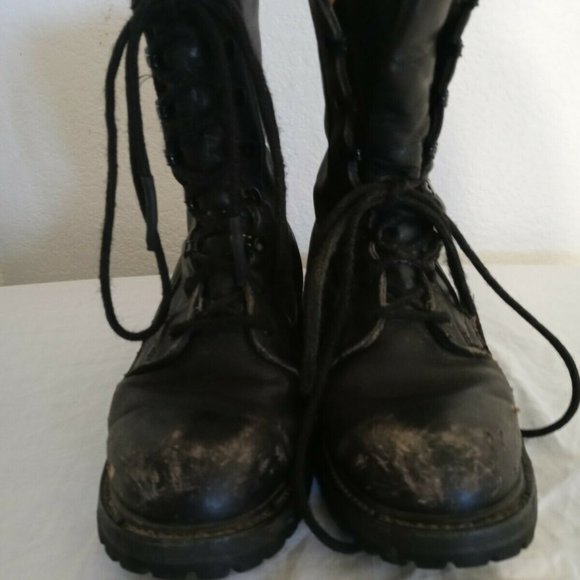 VIBRAM MEN\'S MILITARY BLACK sz8.5R LEATHER BOOTS 11/95 YR MADE CA 1178 main image 11